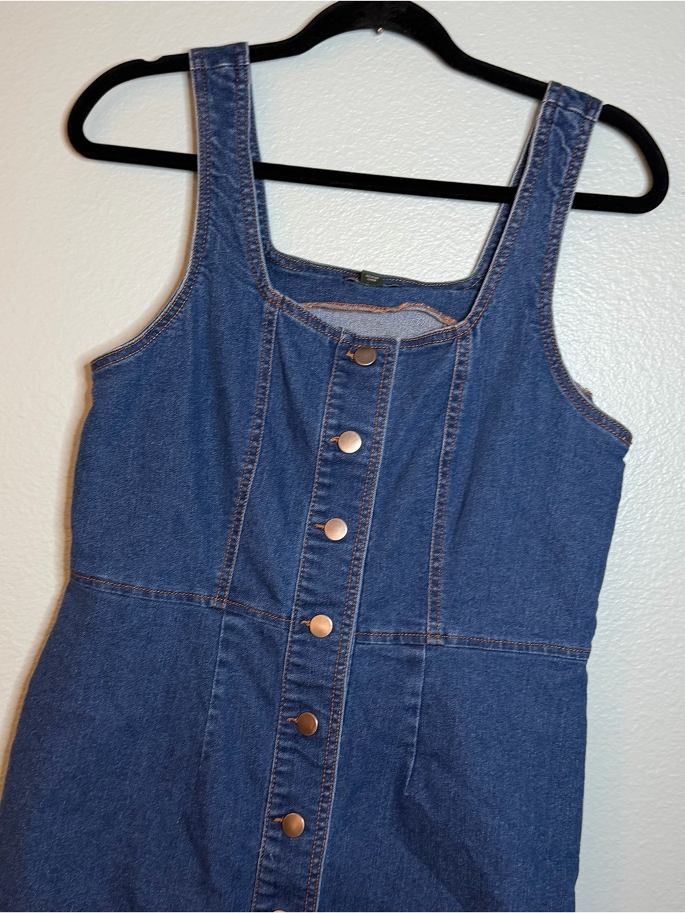 Denim Button-Front Women’s One-Piece Dress - Blue